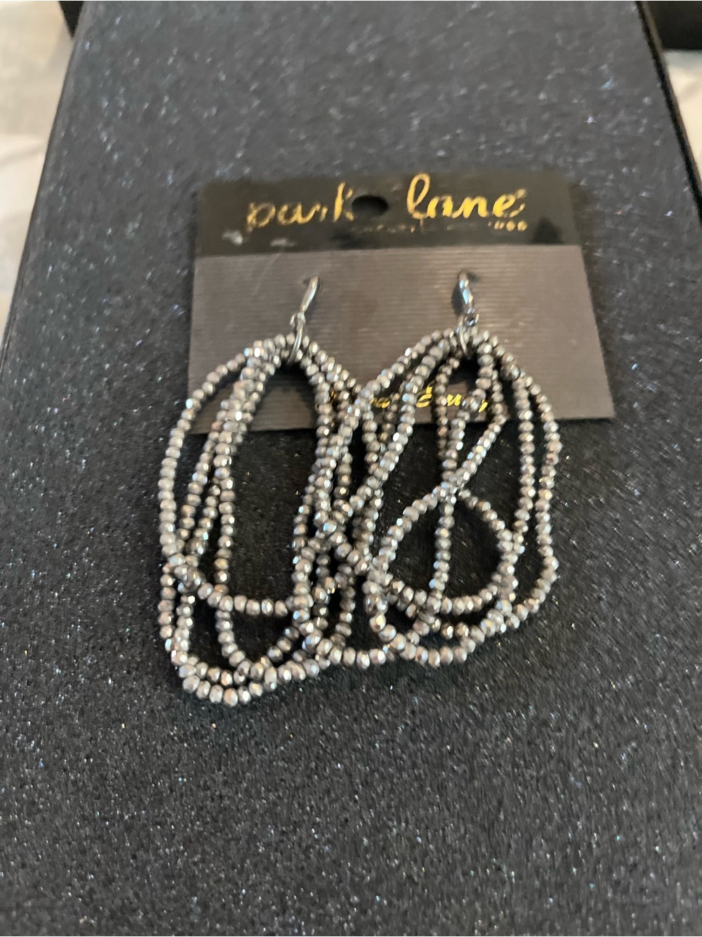 Park Lane Hematite-Tone Multi-Strand Beaded Drop Earrings